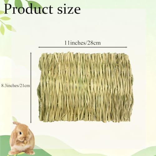 4 Pcs Natural Rabbit Grass Mats Chewable Bedding 11''x8.3''