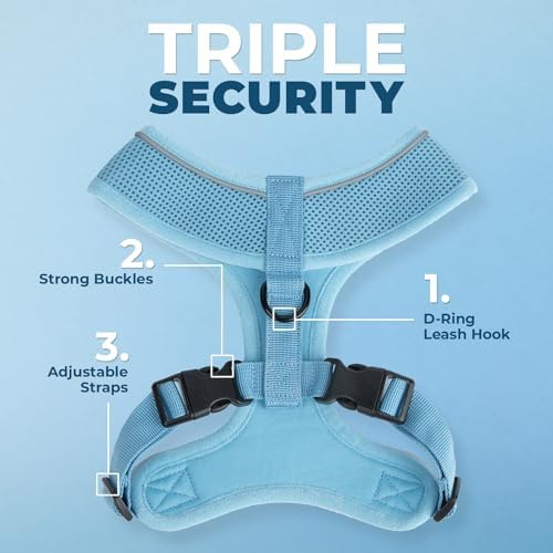 Best Pet Supplies Voyager Aerolite Over the Head Dog Harness, No Pull Breathable Air Mesh Vest, Quick Dry with Reflective Stitching, Adjustable Escape Resistant Harness - Blue, Large