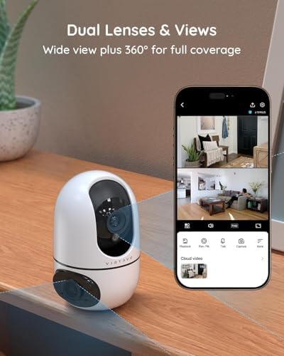 VIRTAVO Pet Camera Indoor No Subscription, for Dog Cat Baby, 360° PTZ