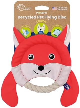PAWSPIK 2-in-1 Flying Disc & Tug-of-War Dog Toy, Fierce Fox