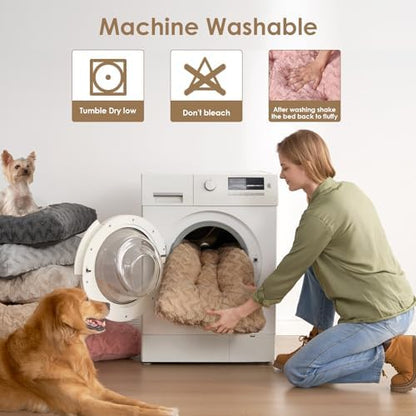 EHEYCIGA Washable Dog Beds for Small Dogs, 23x18 Inch Pet Bed, Camel