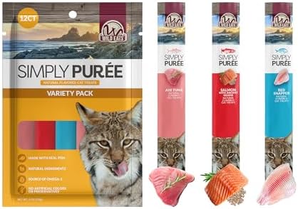 Wild Eats Lickable Cat Treats, Exotic Fish Variety Pack of 12, Puree Bisque