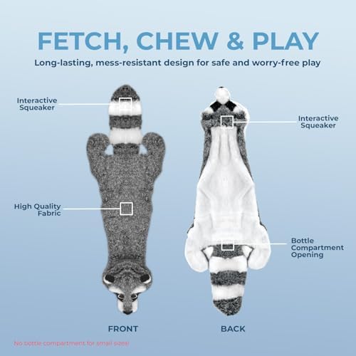 Best Pet Supplies 2-in-1 Stuffless Squeaky Dog Toy - Raccoon, Medium