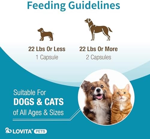 LOVITA Hip + Joint Supplement for Pets - Supports Mobility & Joint Health for Dogs & Cats - 60 Capsules, Chicken Flavor