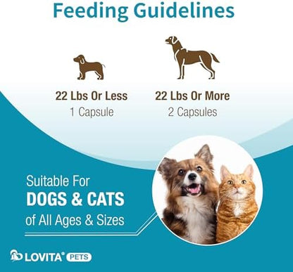 LOVITA Hip + Joint Supplement for Pets - Supports Mobility & Joint Health for Dogs & Cats - 60 Capsules, Chicken Flavor