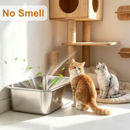 Stainless Steel Litter Box Medium for Cats,Metal Cat LitterBox