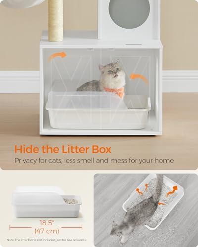 Feandrea Cat Tree with Litter Box Enclosure, 59-Inch, 2-in-1 Condo