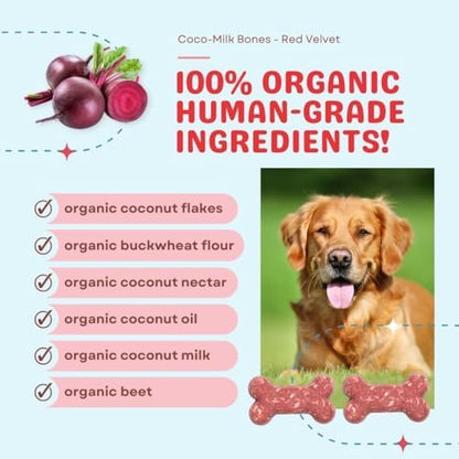 CocoTherapy Red Velvet Coco-Milk Bones 3 Pack, 6 Ounces Each, USDA Organic