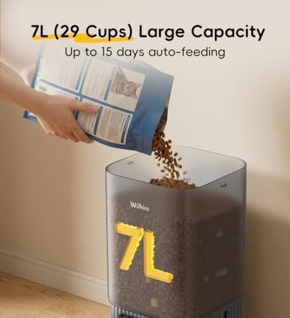 7L Automatic Cat Feeder 2 Cats, 5G WiFi Dog Food Dispenser with APP Control