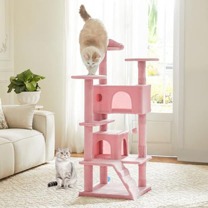 DUMOS 54 Inch Cat Tree Tower with Scratching Posts, Indoor Use
