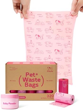 Dog Poop Bags Refill Rolls, 320 Bags, Pink