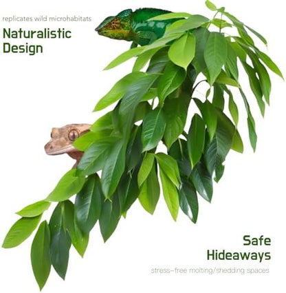 Reptile Terrarium Hanging Plant, Fake Plants for Reptile Enclosure, Ideal for Chameleon Bearded Dragon Lizard Leopard Gecko Crested Gecko Snake Tank Accessories, L=12 inches