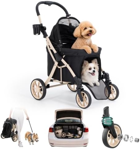 Aluminum Dog Stroller for Medium Dogs & 2 Small Dogs, All-Terrain