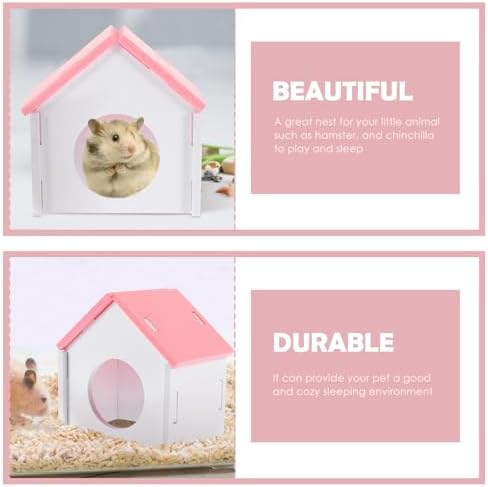 TEHAUX Small Pet House and Hedgehog Sleeping Nest Decorative Pink Mini Pet Bed Hideout for Hamsters and Mice
