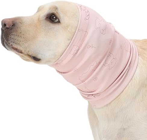 Nanaki Soft Dog Calming Hoodie For Fireworks,4th Of July,Thunderstorm-Dog Ear Muffs Noise Protection For Vacuum Car Ride,Ear Covers For Bath,Grooming,Force Drying, Blow,Snoods for Dogs Mealtime,Pink S