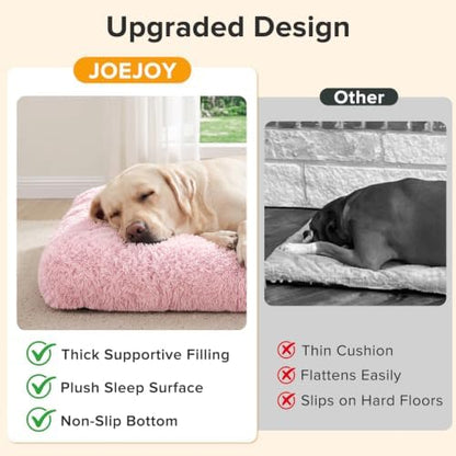 JOEJOY Large Dog Bed Crate Pad, Deluxe Plush Washable Dog Beds Fulffy Soft Kennel Pad Anti-Slip Pet Sleeping Mat for Extra Large Medium Small Dogs, 40" x 27", Pink