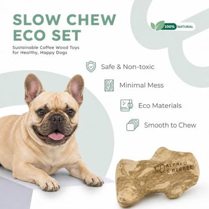 Natural Coffee Wood Slow Chew Dog Toys, 4 Pack, S-M