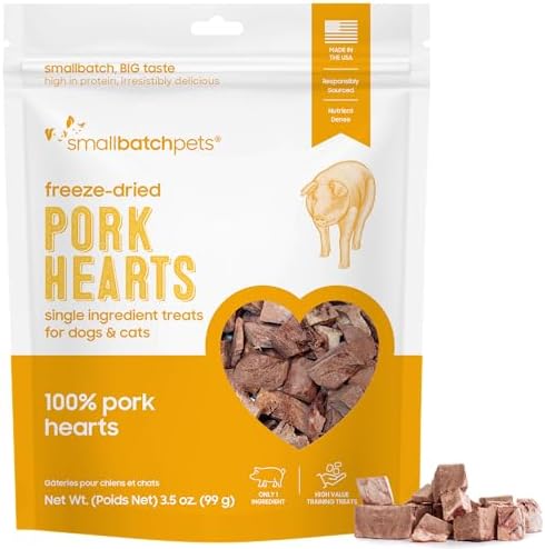 smallbatch Freeze Dried Pork Heart Treats for Dogs & Cats, 3.5oz