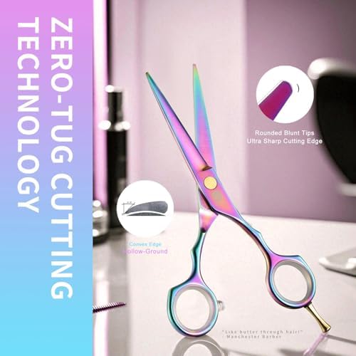Purple Dragon 5.5 inch Hair Cutting Scissors Set with Razor