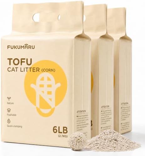 FUKUMARU Tofu Cat Litter, Corn Blend, Clumping, Odor Control, Low Dust 18lb