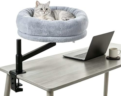 ANWA Cat Desk Bed for Indoor Cats, Heavy Duty Desk Hammock Cat Bed, Gray