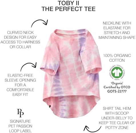 Pet Passion Toby II Dog T-Shirt, 3 Pack, Pink Tie Dye, Medium