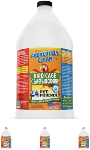 Absolutely Clean Amazing Bird Cage Cleaner and Deodorizer - Just Spray/Wipe - Safely & Easily Removes Bird Messes Quickly and Easily - Made in The US - Fragrance Free - (128oz Pack of 4)