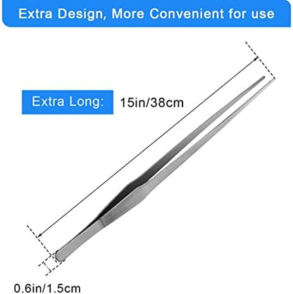 Luxiv 15 In Aquarium Tweezers Set, Straight And Curved Feeding Tongs