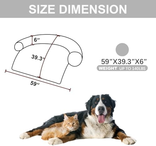 Calming Dogs/Cats Bed Mats, Dog Pad Washable Removable Couch Cover, Plush Long Fur Mat for Pets, Waterproof, Perfect for Small, Medium and Large Dogs and Cats (Light Gray, 59"x39"x 6.0")