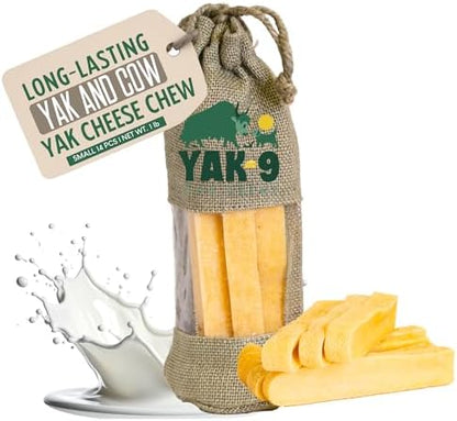 Yak9 Himalayan Yak Cheese Dog Chews | No Hide Dog Chews Long Lasting | High Protein, Non GMO, Gluten & Grain Free | Yak & Cow Milk Natural Dog Chew | Small, 14 PC