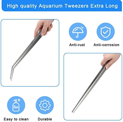 Luxiv 15 In Aquarium Tweezers Set, Straight And Curved Feeding Tongs