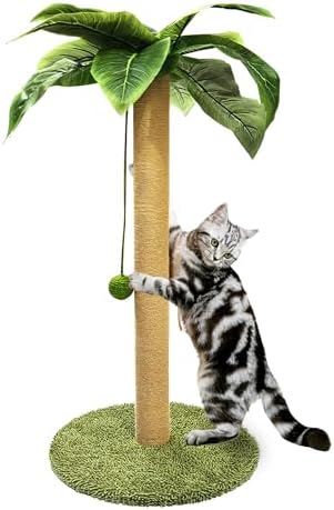 PETKARAY Cat Scratching Post, 36" Tall Palm Tree Cat Scratching Post, Sisal Cat Scratcher with Toy Ball for Indoor Kittens, Large Size