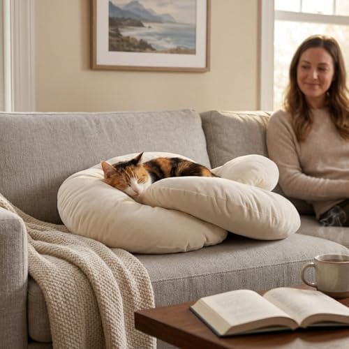 SHENGOCASE 23" Extra Large Soft Thick Kneading Plush Pillow, Flower Shaped Pet Bed Cushion, for Large Indoor Cats and Medium Small Dogs
