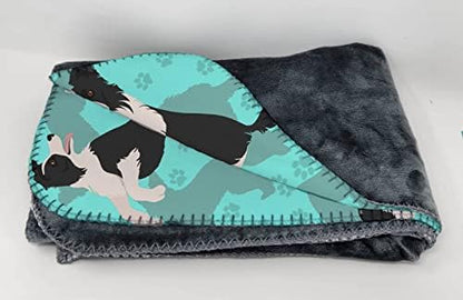Caroline's Treasures MLM1025TBLT Border Collie Soft Travel Blanket with Bag Airplane Blanket, Indoor Outdoor Camping Blanket for Traveling, Picnics, Beach Trips, Concerts
