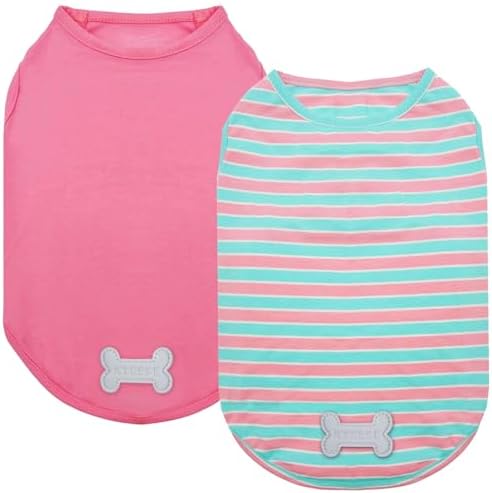 KYEESE 2Pack Cotton Dog Shirt for Small Medium Dogs Soft Striped Tank Top