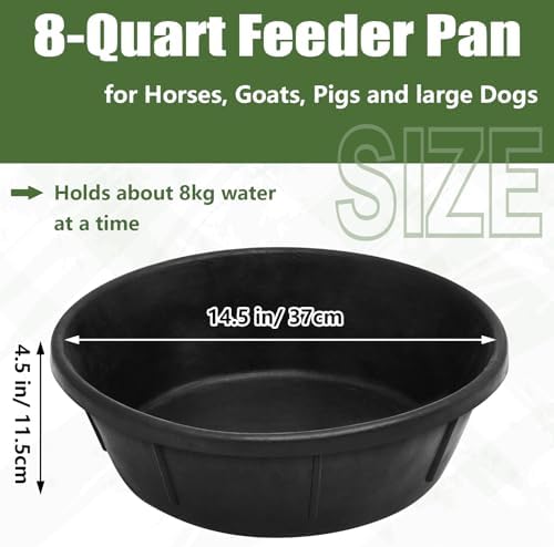 Sadnyy 3 Pcs 8 Quart/ 2 Gallon Rubber Feeder Pan Horse Feed Bucket