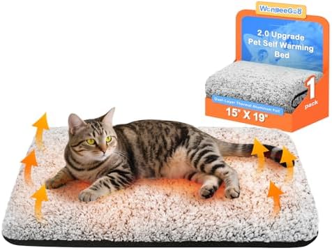 WanpeeGoo Self Warming Cat Bed 15x19 and Reversible Warming Cooling Cat Bed 18x24