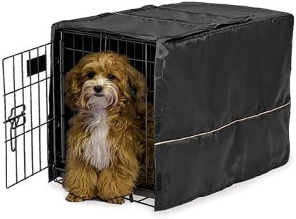 MidWest Homes for Pets XS Dog Crate Cover, Black Polyester Privacy Kennel Cover Fits Most 22-inch Crates, Machine Washable, Reduces Barking & Chewing