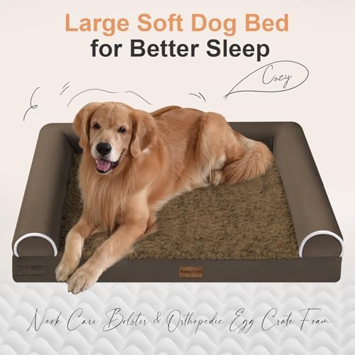 NANUYA Orthopedic Dog Bed for Medium Dogs, 28 x 19 Inch, Dark Coffee