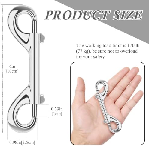 ERKOON 15 Pack Heavy Duty Snap Hooks Double Sided Clips for Hanging Horse Tack Sling Feed Buckets Dog Leash Collar Key Chain Zinc Alloy Metal Snaps Clip (4 Inch)