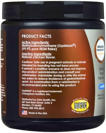 KALA HEALTH PeakTails Chicken Flavor MSM Powder for Dogs, US-Sourced, 1 lb