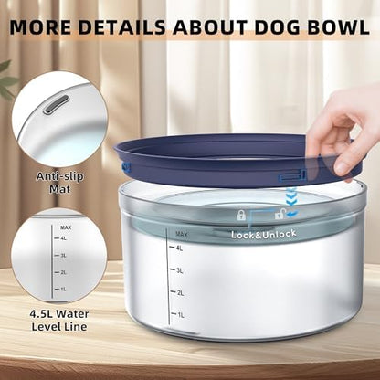 Decflow 1.2Gal No Spill Dog Water Bowl with Slow Drinking Feeder