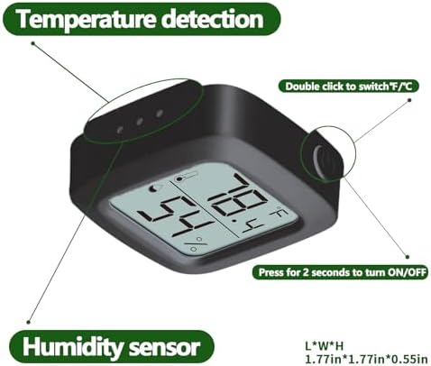 Black 2-Pack Reptile Thermometer and Hygrometer – Digital LCD Temp & Humidity Gauge for Bearded Dragon, Corn Snake, Hermit Crab, Iguana, Axolotl, Vivarium & Terrarium Setup
