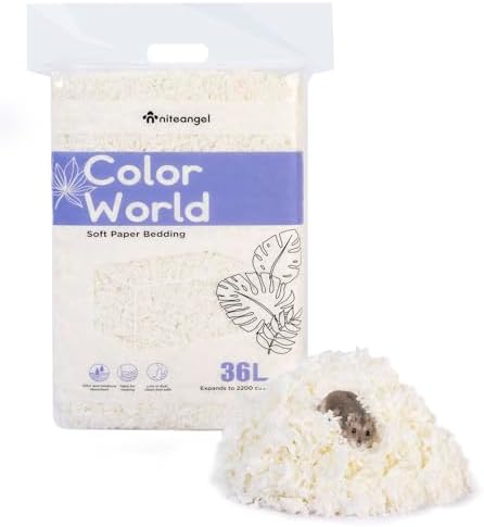 Niteangel Paper Pellets Hamster Bedding: 36L White Absorb Odors & No Dust
