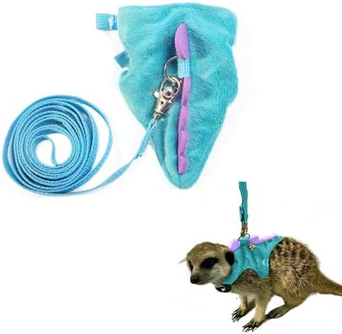 Small Animal Harness and Leash Set, Adjustable Escape Proof Ferret Harness Vest for Adult Ferret, Meerkat, King Squirrel & Fancy Rat, Soft Comfortable Pet Walking Harness with Leash