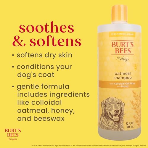 Burts Bees for Pets Oatmeal Dog Shampoo, Honey Scent, 32 Fl Oz Bottle