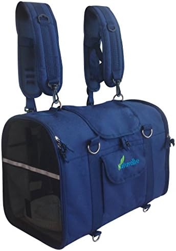 6-in-1 Sturdy Pet Carrier Backpack, Front Pack, Shoulder Bag, Pet Hand Bag, Car Seat Crate, Soft-Sided pet Carrier, Small Dog & Cat Travel Carrier, Size Large for Pets 18-21” Long, by Natuvalle.