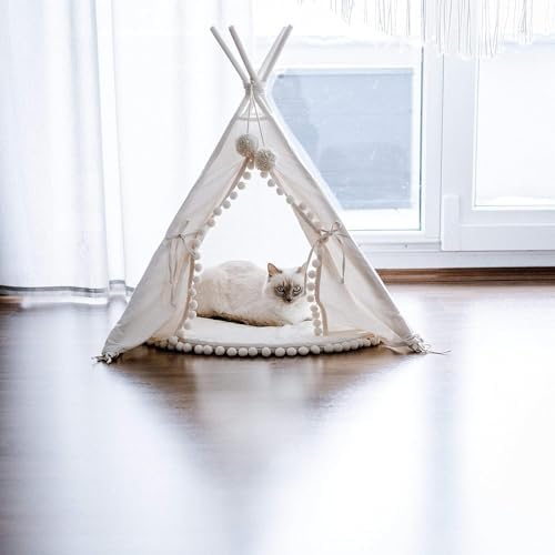 MINICAMP Pet Teepee Bed for Cats – Cozy Cat Beds for Indoor Cats – Luxury Pet House & Hideaway Bed for Cats & Small Animals - Made in EU (Small)