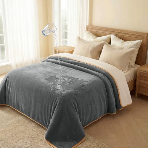 Luciphia Waterproof Pet Blanket, Washable Reversible Sherpa Fleece Throw