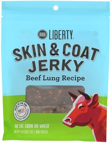 BIXBI Liberty Skin & Coat Support Beef Lung recipe Dog Treats,5 oz-USA Made Grain Free Dog Treats-Antioxidant Rich to Support Shiny,Full Bodied Coats-High in Protein,Whole Food Nutrition,No Fillers